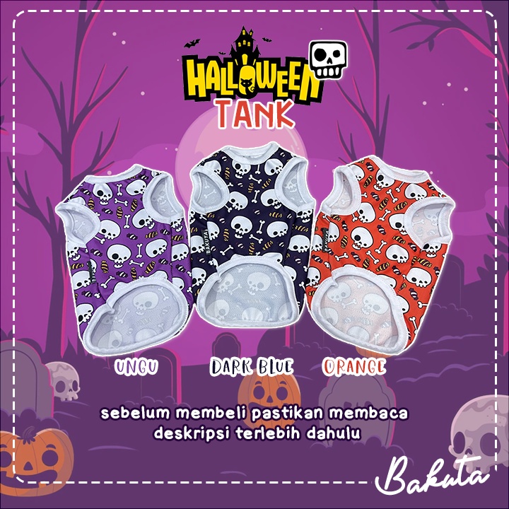 Baju Kucing Tank Edisi Halloween (Skull) Tank Lucu Untuk Kucing dan anjing / Baju Kucing Termurah Size S-XXL / Baju Kucing Tangerang