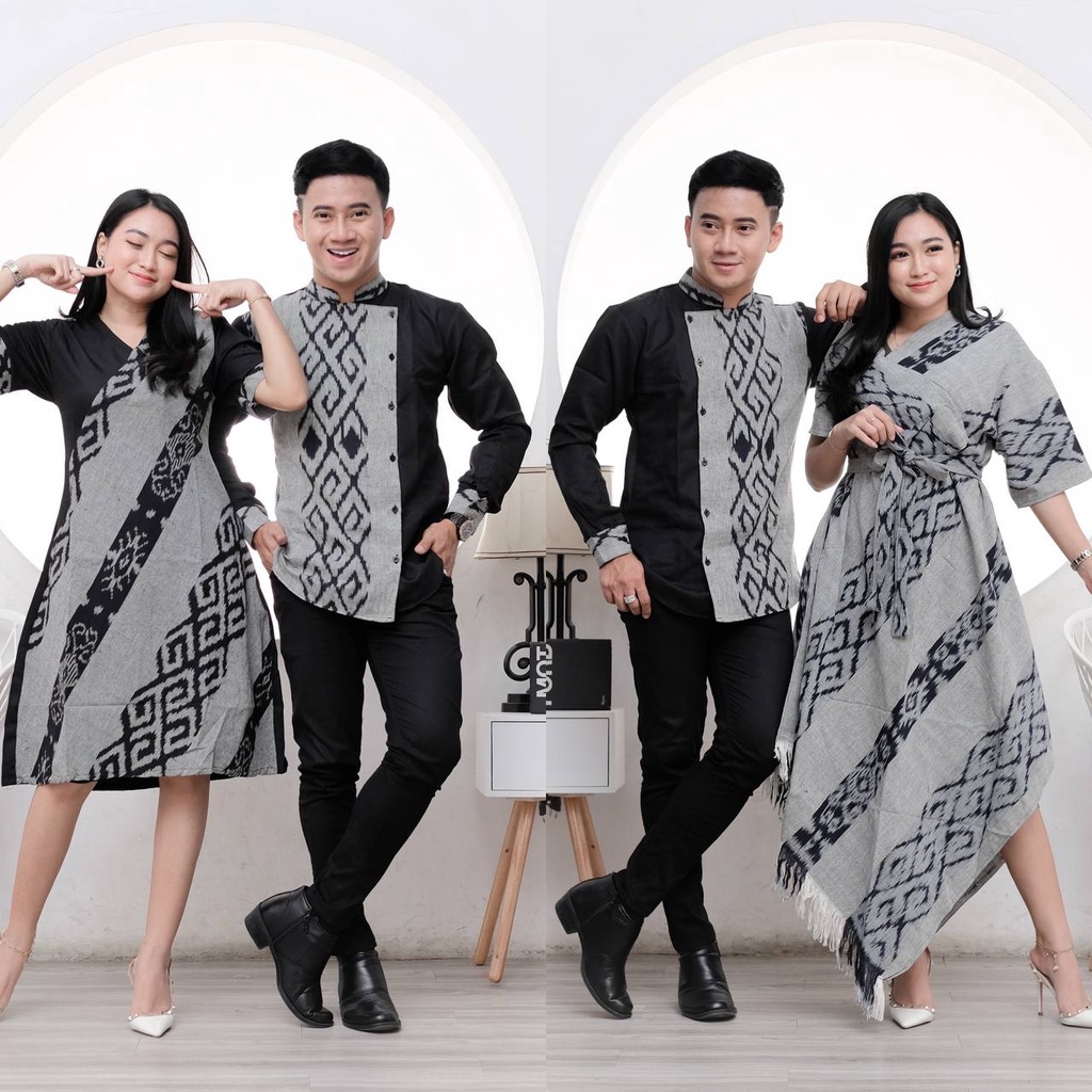 IVORY ABU DRESS TENUN DAN KEMEJA SONGKET KEISHAN.ID