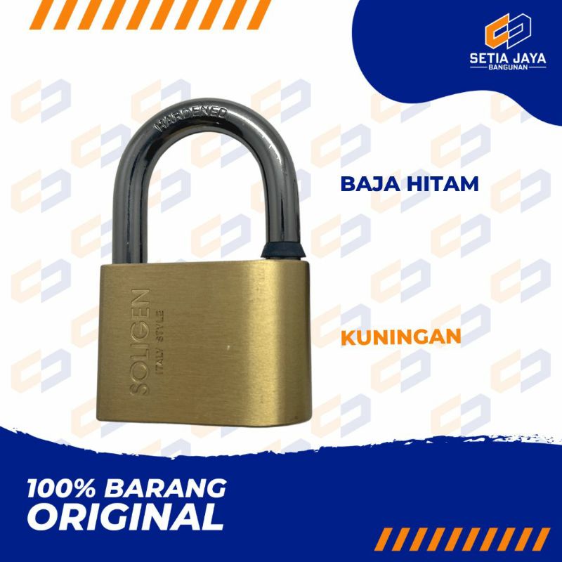 Gembok Pagar / Rumah / Pintu Soligen Pendek Baja Hitam 40 / 50 / 60 mm