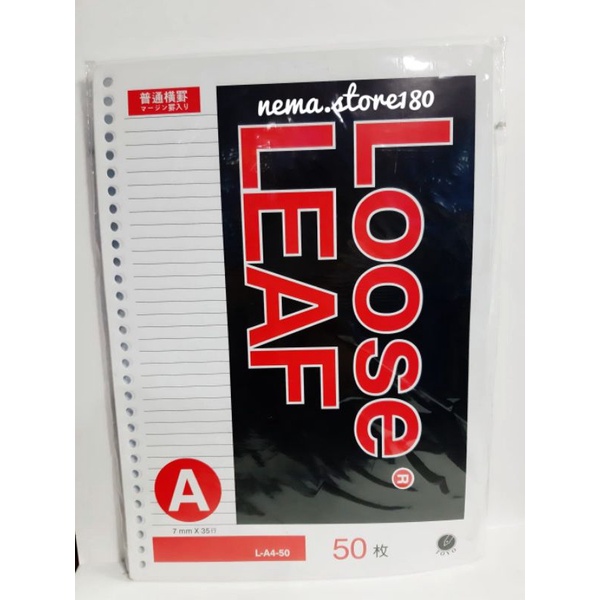 

LOOSE LEAF A4 ISI 50 LEMBAR GARIS MERK TOYO/REFILL BINDER NOTE A4