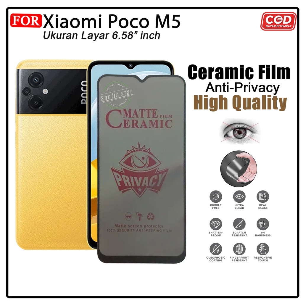 Tempered Glass Ceramic Privacy Matte Xiaomi Poco M5 M5s Poco M3  M3 Pro X3 GT Anti Gores Anti Spy Full Cover