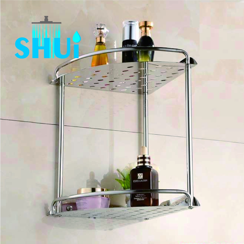 Rak Sudut / Rak Stainless / Tempat Sabun Dan Sampo 2 Susun