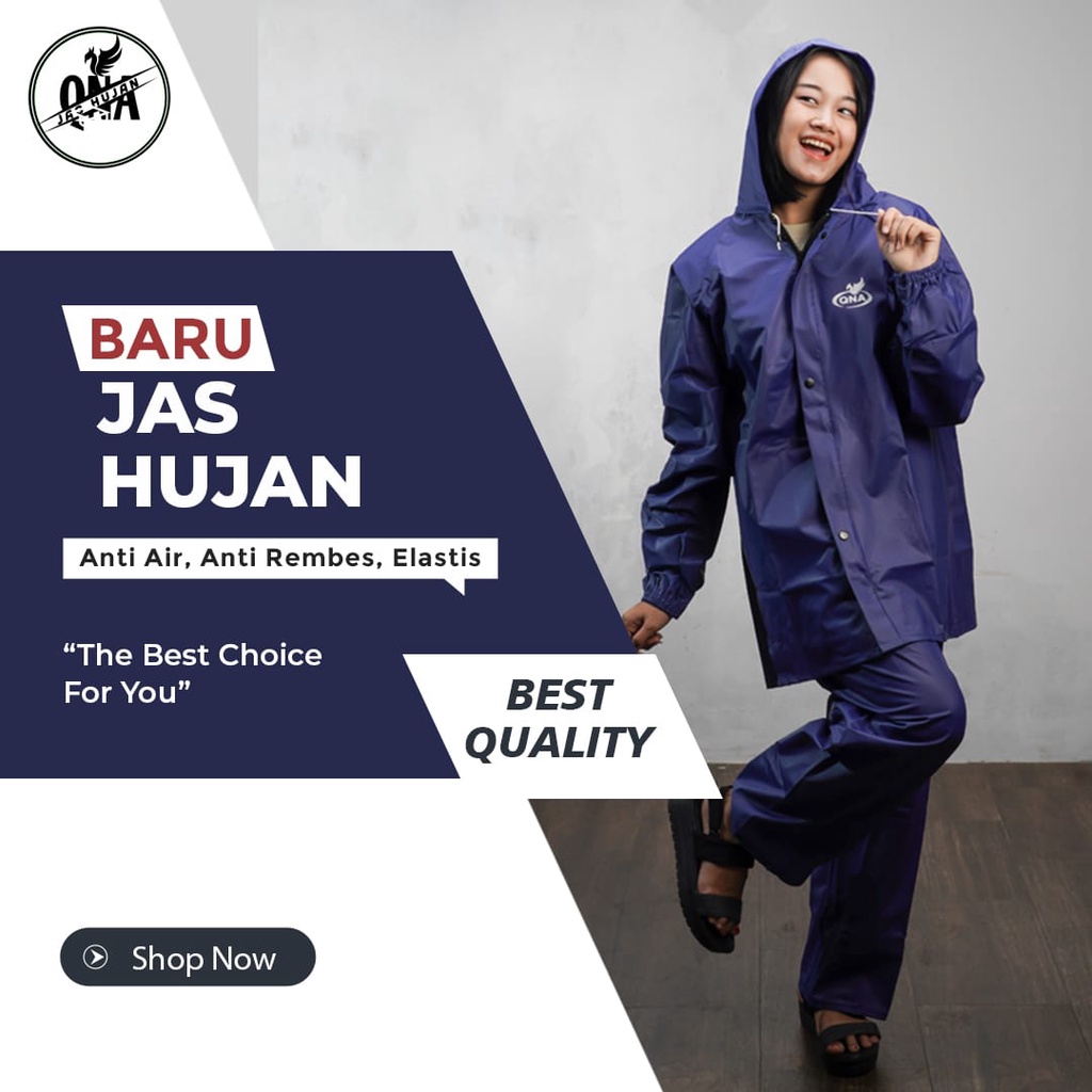 JAS HUJAN, RAINCOAT Terbaik Pria Wanita BY QNA Anti Rembes NAVY