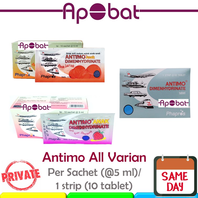 - ApObat - Antimo Dewasa / Anak Tablet Anti Mabuk Cair Sirup Sachet Syrup Obat