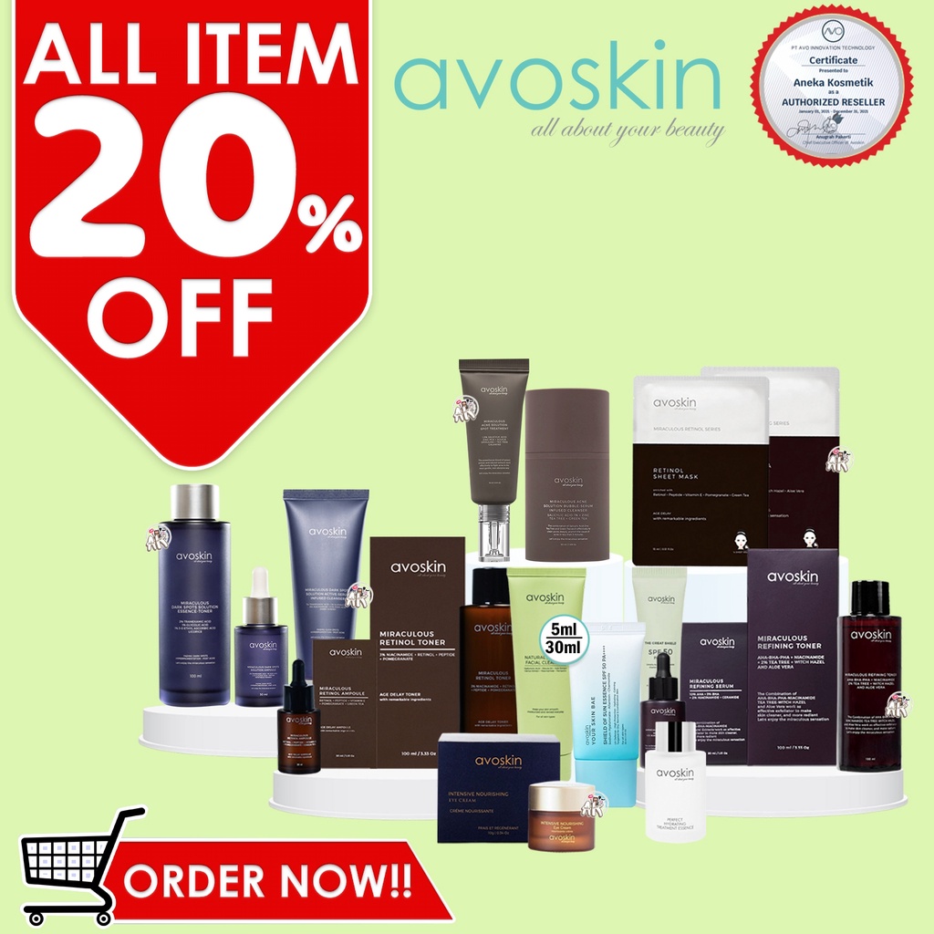 AVOSKIN EYE CREAM / SERUM / TONER / FACIAL CLEANSER / TREATMENT ESSENCE / SUNSCREEN SPF50 ml