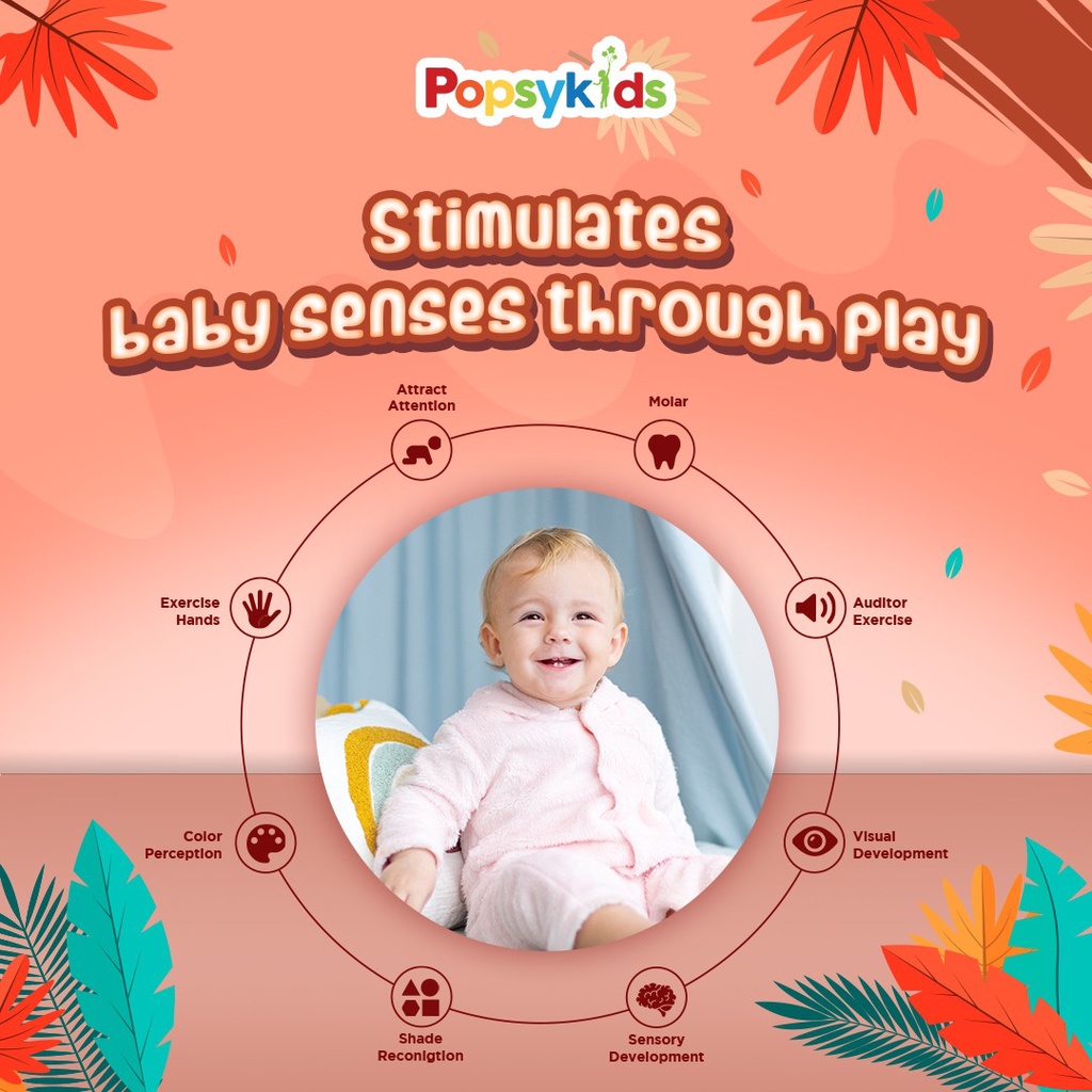 Popsykids Baby Silicone Teether | Mainan Gigitan Bayi BPA Free Premium Silicone