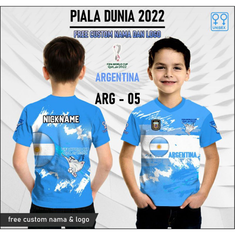 jersey kaos bola timnas argentina anak lengan pendek