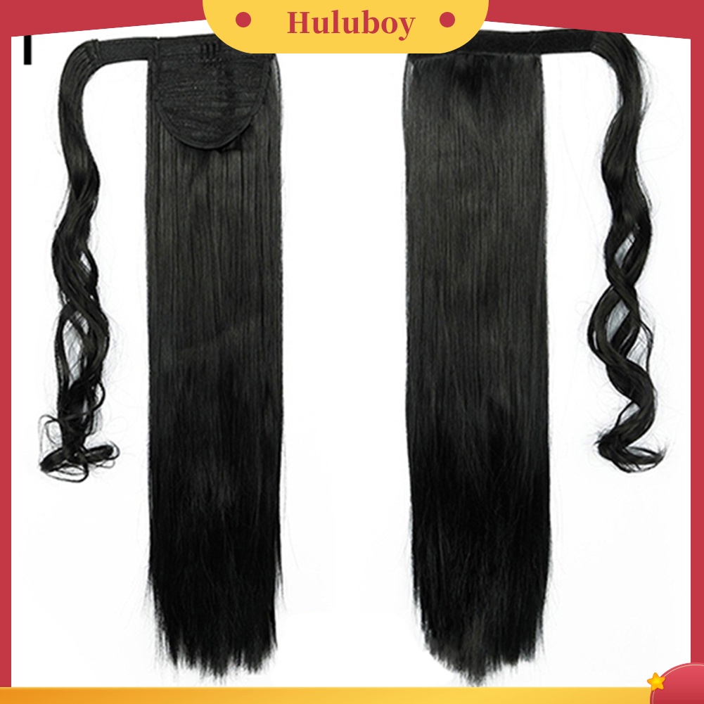 Wig Rambut Ekstensi Model Panjang Lurus Gelombang Dengan Klip Untuk Wanita