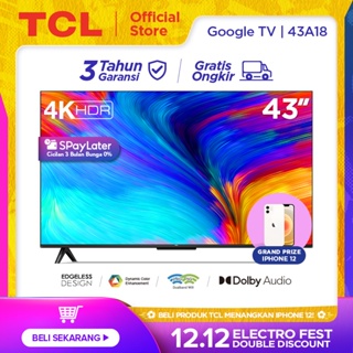 TCL 43A18 - 43 inch Google TV - 4K UHD - Dolby Audio - Google Assistant - Netflix/Youtube - 43A18