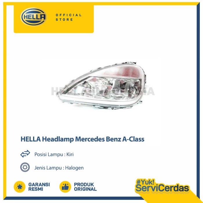Lampu Headlamp Hella Mercedes Benz A-Class (Kiri) Halogen - Lampu Depan Mobil