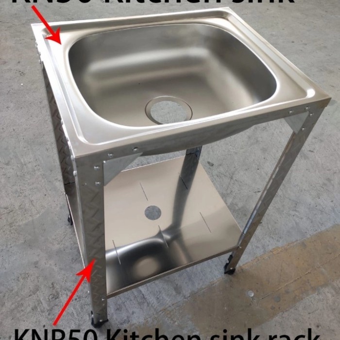 BAK CUCI PIRING PORTABLE WASTAFEL STAINLESS RAK KAKI 50CM