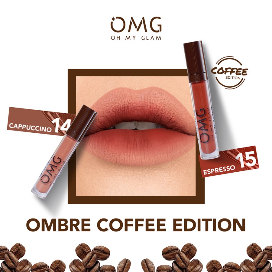 Paket Ombre Lips OMG | Lipcream OMG Ombre Coffee Edition| Lipcream OMG | Ombre OMG Lip Cream | Ombre Lips OH MY GLAM MATTE
