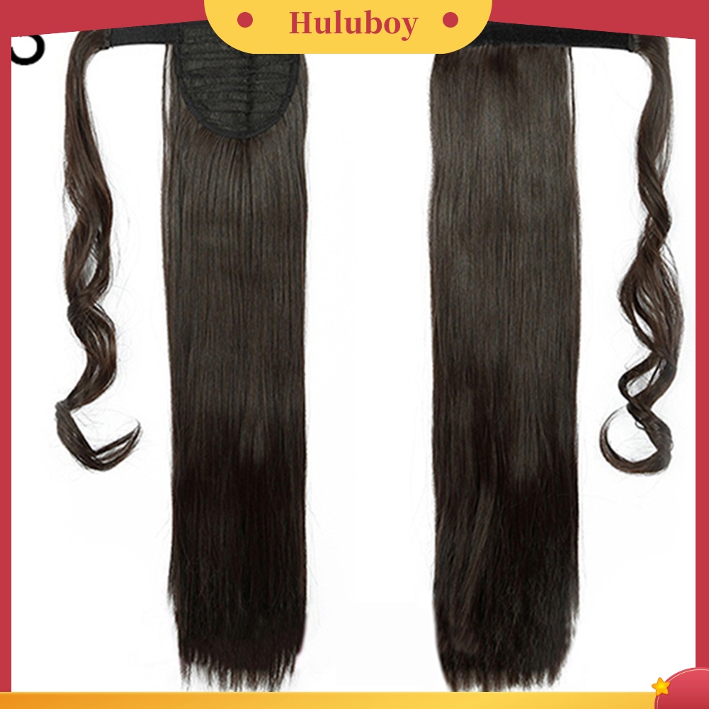 Wig Rambut Ekstensi Model Panjang Lurus Gelombang Dengan Klip Untuk Wanita