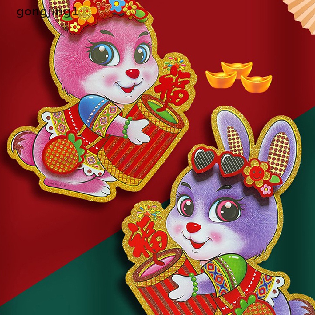 Ggg Year Of Rabbit Imlek Kuplet Kecil Chunlian Spring Festival Tanda Teras Pintu Banner Dengan Fu Karakter Kertas Jendela Dekor ID