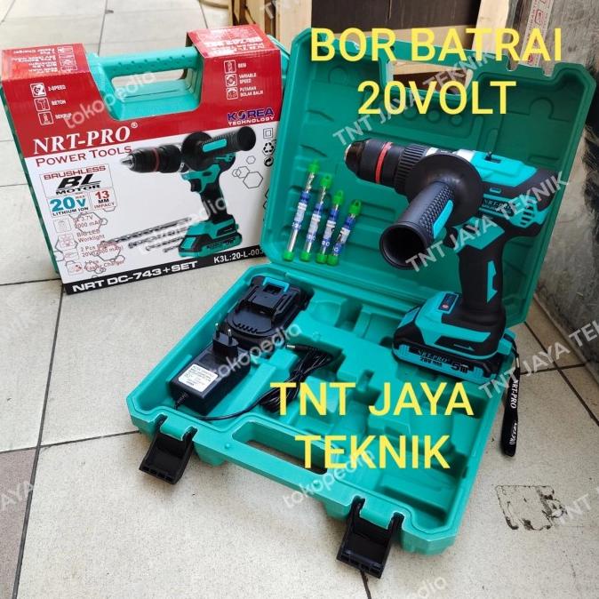 NRT PRO DC 743 SET BOR BRUSHLESS IMPACT DRILL TEMBOK 13 MM / 743DC NRT