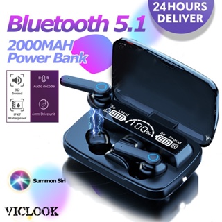VICLOOK COD M19 TWS Headphone 5.1 Bluetooth Sports In-Ear Noise Cancelling 3 Layar Earphone Headset Dengan Senter