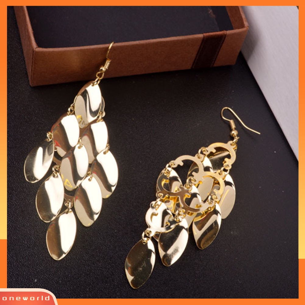 [WONE] Fashion Wanita Tetesan Air Disk Charms Panjang Menjuntai Eardrop Anting Perhiasan Hadiah