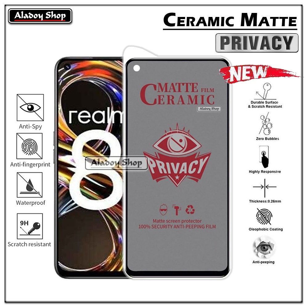 PAKET 2IN1 Anti Gores Privacy Realme 8i + Tempered Glass Kamera