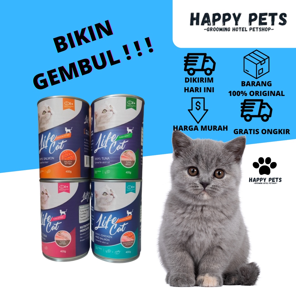 LIFE CAT KALENG 400 GR KITTEN DAN ADUL