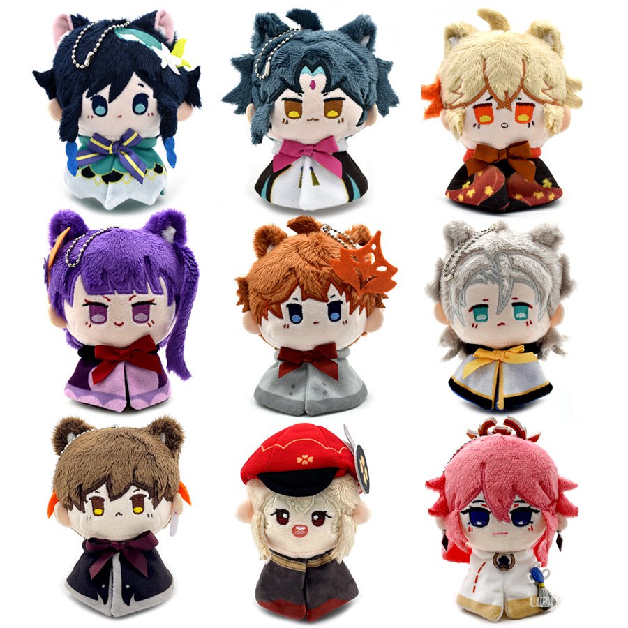 12cm Genshin Impact Plush Pendant Keychain Cosplay Venti Albedo Xiao Raiden Shogun Tartaglia Kazuha