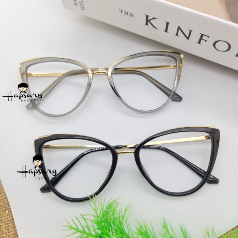 Frame Kacamata Wanita Cat Eye F3002 Minus Antiradiasi Blueray | Anti UV Photocromic | Bluecromic | Terbaru