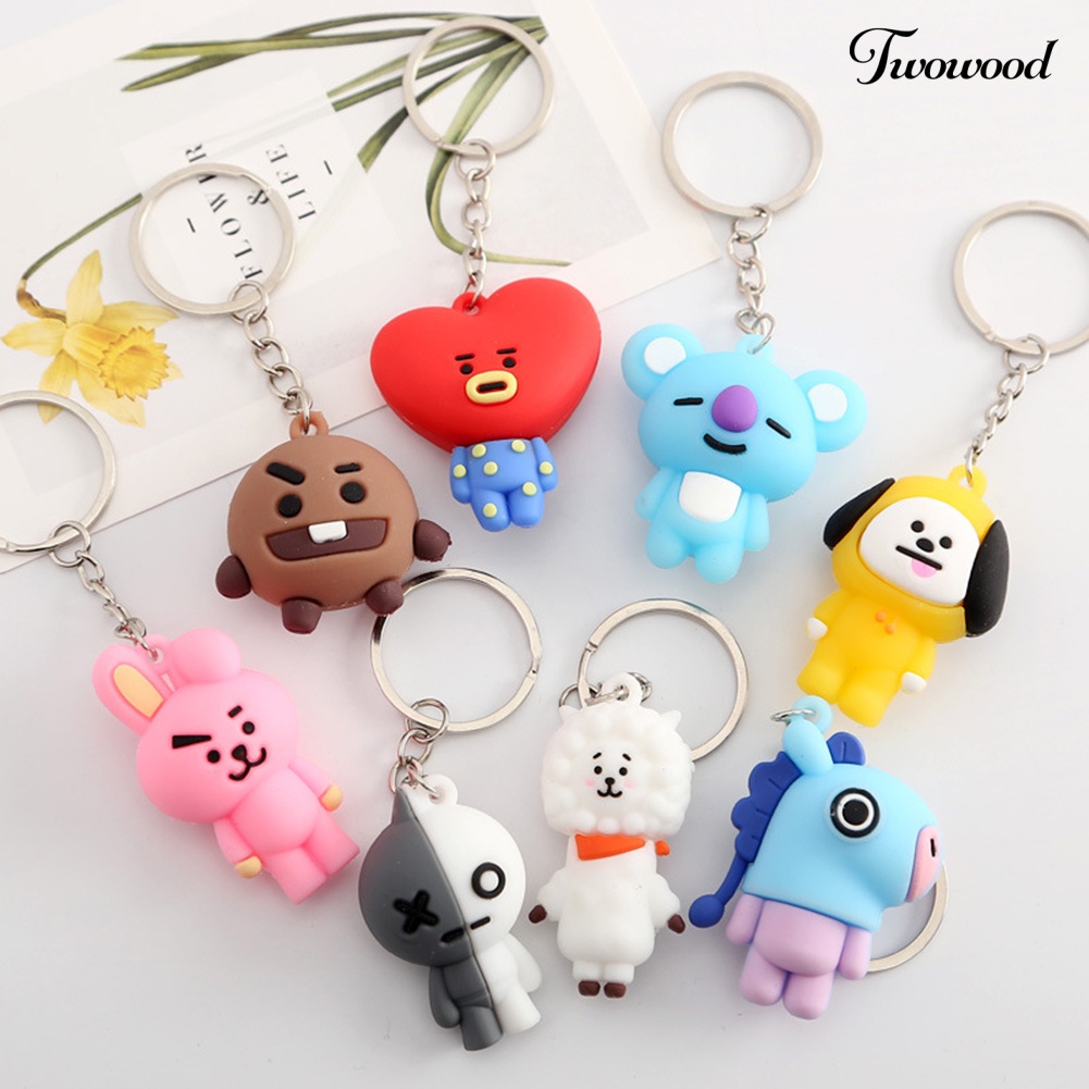 Twowood BTS Kartun Koala Anjing Liontin Gantungan Kunci Key Holder Dompet Mobil Gantung Dekorasi Hadiah