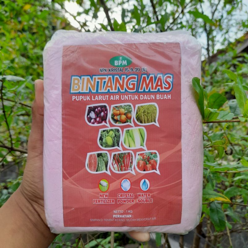 BINTANG MAS BUAH/ PUPUK NPK BUAH KRISTAL POWDER 15-9-20(S) 1 KG/NPK BUAH/NPK KRISTAL POWDER BUAH / 1