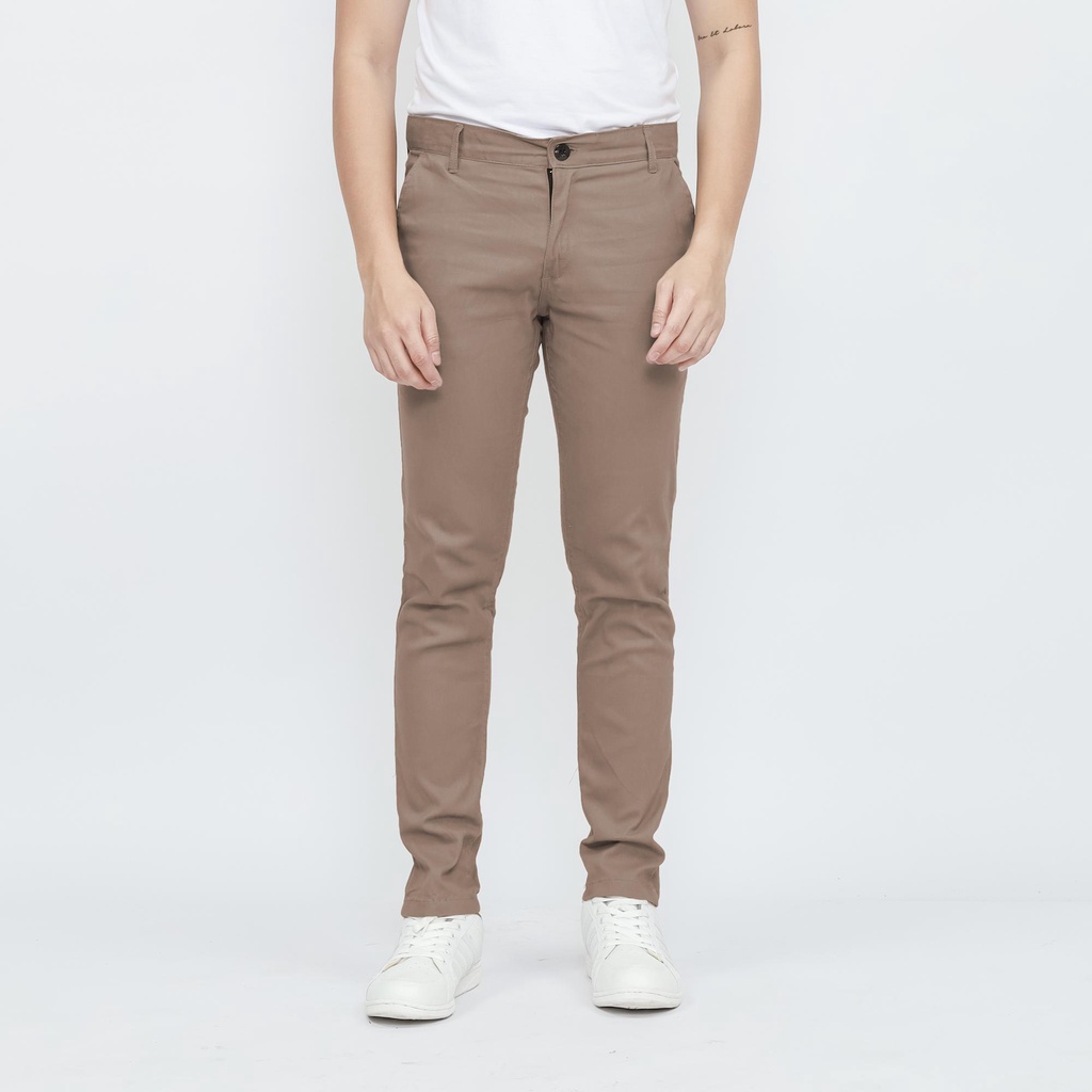 CELANA CHINO PANJANG PRIA SLIMFIT STRETCH BY BROGUY - MOCCA