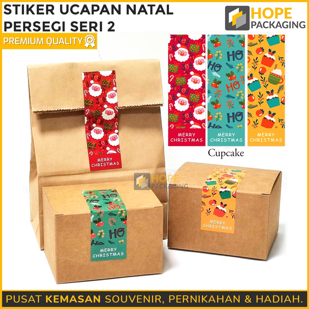 

(1 Pack : isi 20 lembar/60 stiker) Stiker Ucapan Natal Persegi / stiker Hampers Natal / Stiker Kotak Kado / Paper Gift / Kotak Bingkisan Kue Natal