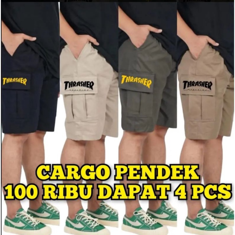 PROMO 90K Dapat 4 PCS Celana Cargo Pendek Celana Cargo Pria Celana Keren Tebal