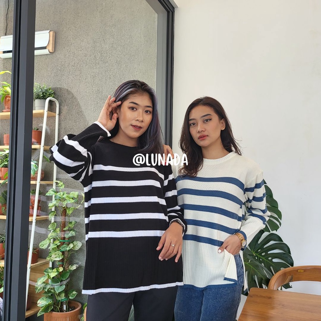 Sweater Oversize Korea Knit Premium Stripe Sera / Sweater Oversize Korea Rajut Premium Sera