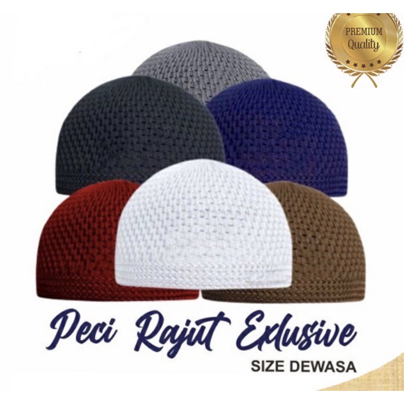 PECI DEWASA RAJUT TEBAL KUALITAS PREMIUM KOPIAH RAJUT ASLI PECI HAJI RAJUT