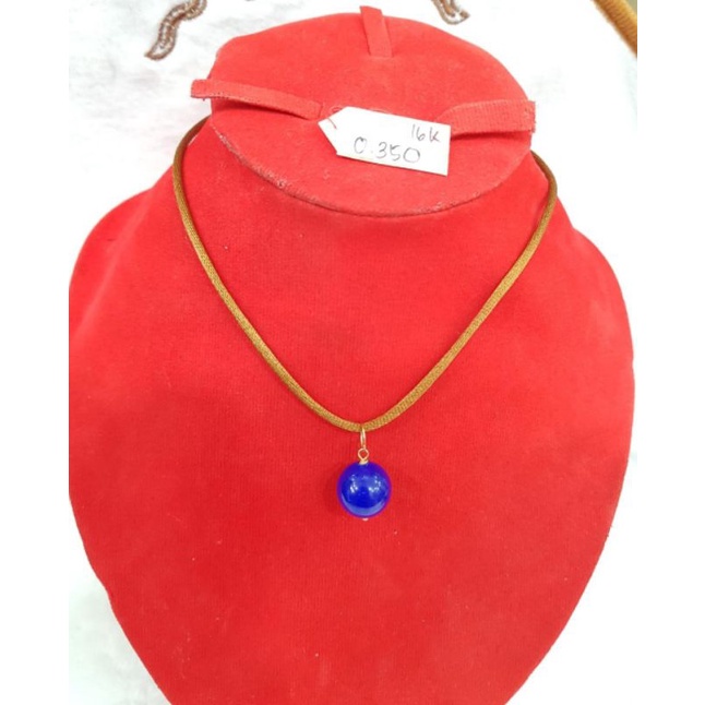 Lt1997E348E liontin mata batu biru dark blue emas kuning asli berat 0.350 sama mata 3 kadar 70% 16k