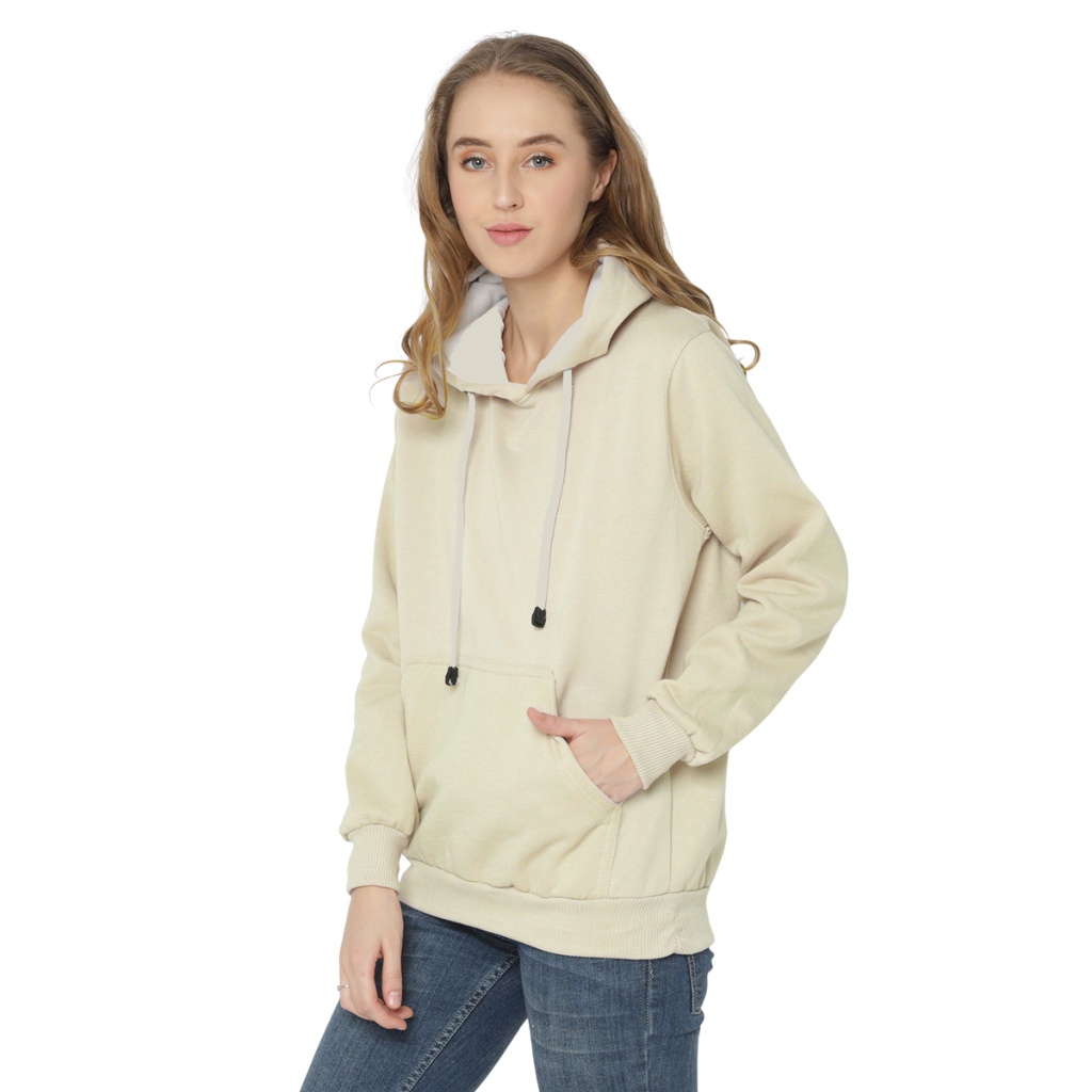 Hoodie Jumper Beige Cream Polos Pria Wanita