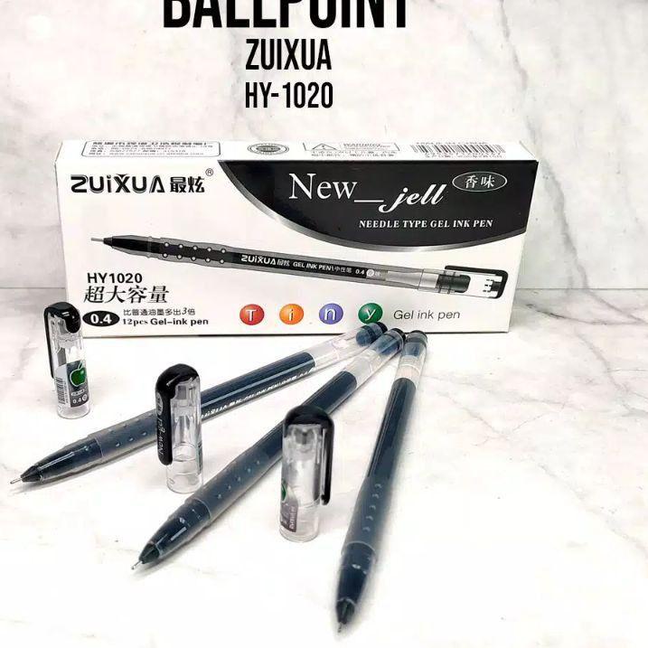 

っ (12 pcs) BOLPEN NEW JELL ZUIXUA HITAM HY1020 / BOLPOIN PEN GEL INK PEN BLACK ZUIXUA ㊗