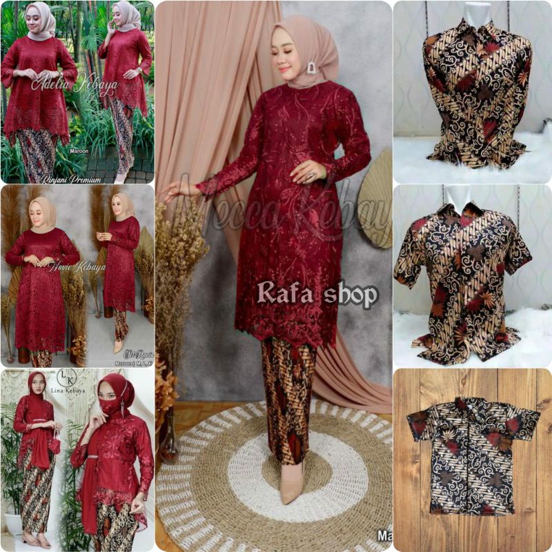 COUPLE BATIK SR MAROON~ KEBAYA COUPLE~ COUPLE BATIK KELUARGA