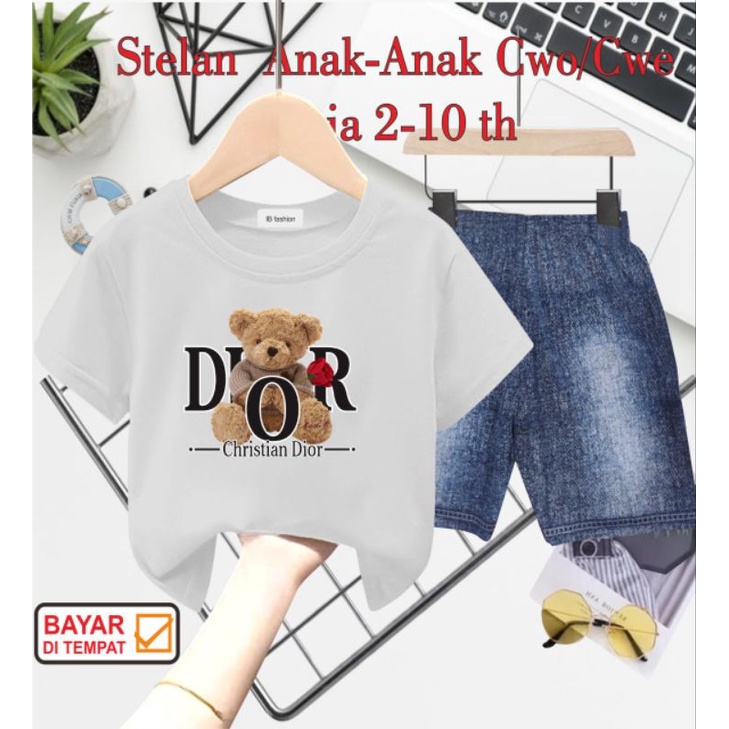((IB))SETELAN ANAK UNISEX SEMI JEANS/BEAR DIGITAL SABLON