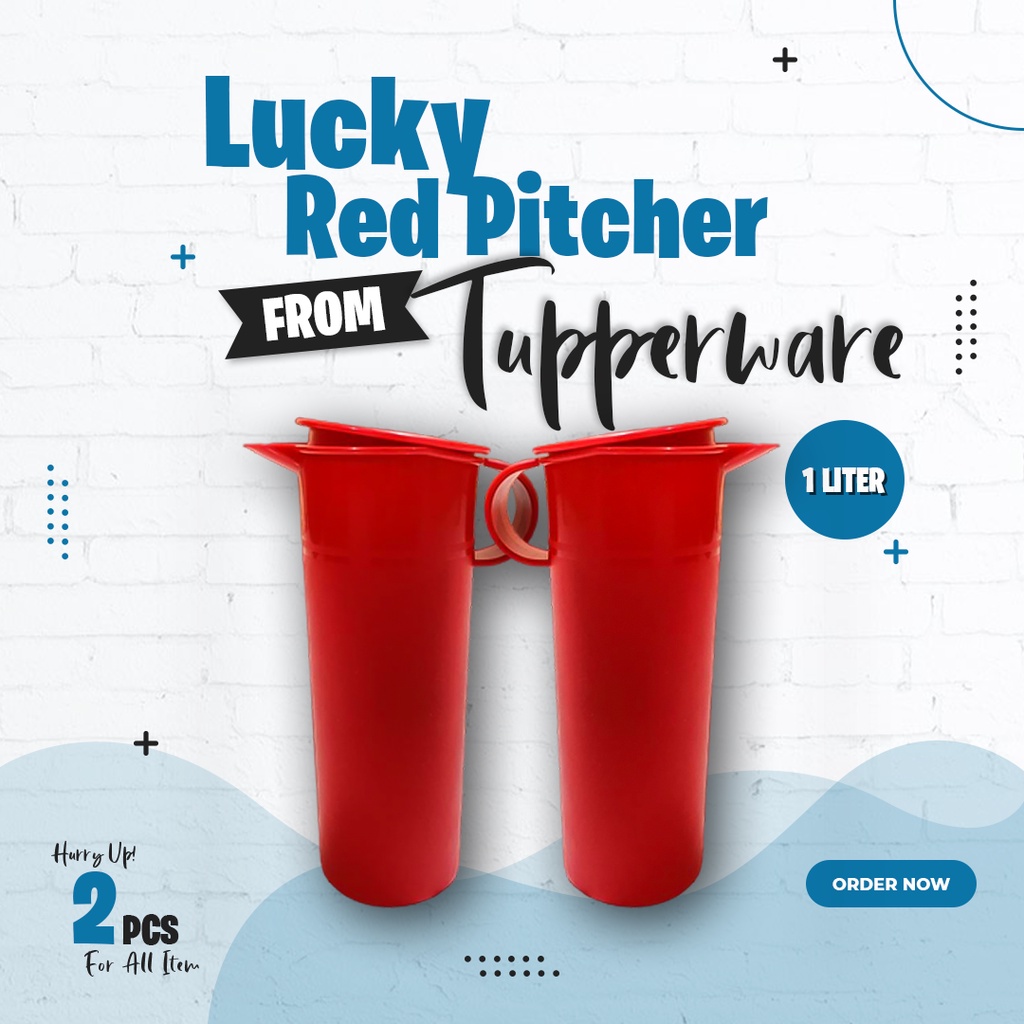 Botol Minum Teko Tupperware Lucky Red Pitcher 1 Liter Promo Eceran Original