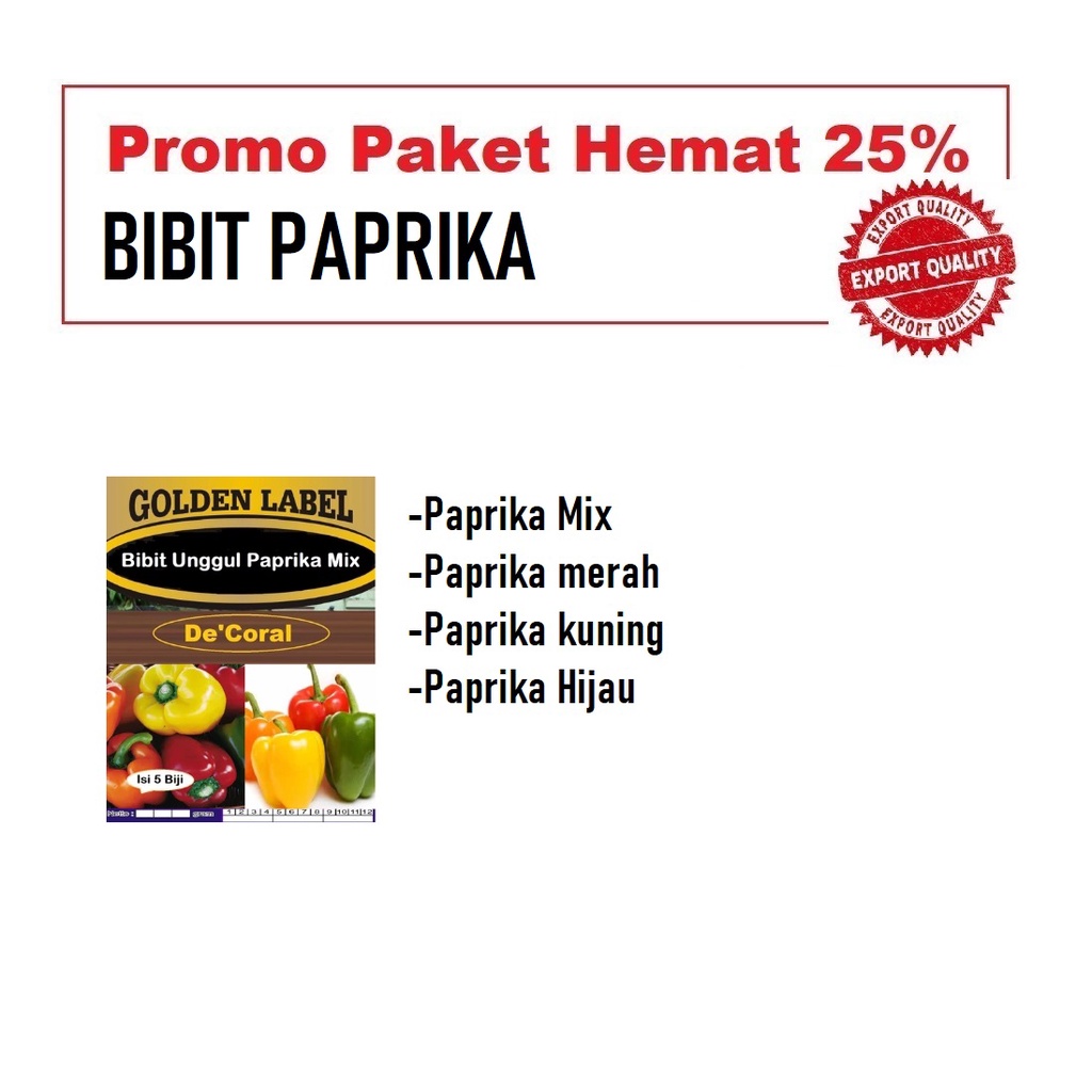 Promo Bibit Paprika Mix, Paprika Merah, Paprika Kuning, Paprika Hijau