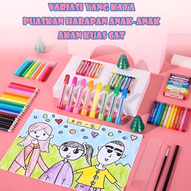

(|U-78|)㊚✔ ART SET CRAYON ANAK ISI 208 PCS PENSIL WARNA ALAT MELUKIS SET CRAYON SET FBL siap dikirim