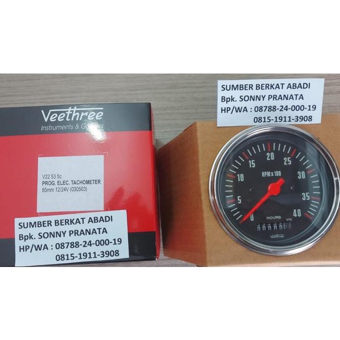 Veethree V22535C 030503 Hours And Tachometer 0 - 4000 Rpm 85 Mm 12V24V