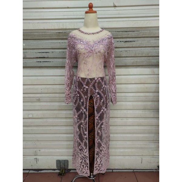 kebaya akad full payet semata kaki/kebaya pengantin putih semata kaki
