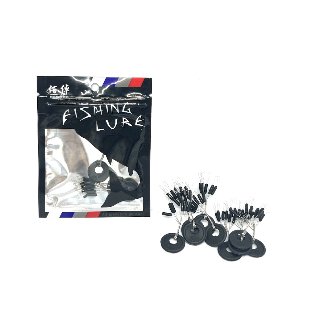 STOPPER PANCING PERBUNGKUS ISI 10  WARNA HITAM UKURAN KECIL SEDANG BESAR