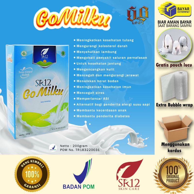 

Susu bubuk kambing etawa gomilku SR12 rasa manis original / cokelat dan tidak amis / goat milk
