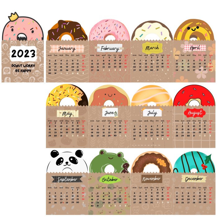 

✨NEW✨ - Calendar desk Kalender duduk susun pop up donat unik lucu + dudukan