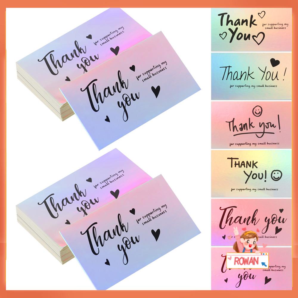 R-flower 50PCS Terima Kasih Untuk Mendukung Usaha Kecil Saya Pembelian Paket Sisipan Reflektif Greeting Postcard