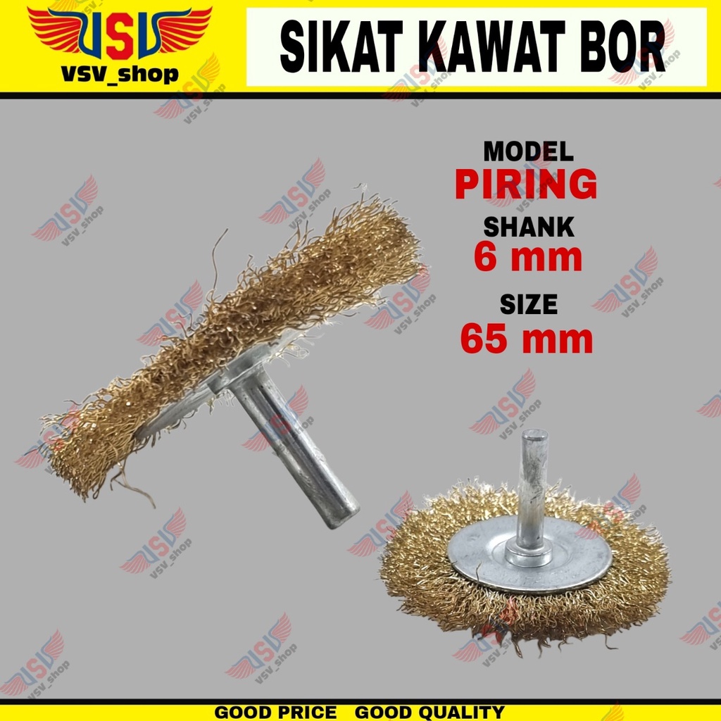 Mata Bor Sikat Kawat Piring Gagang 6mm Mesin Bor Penghilang Karat 38/50/65/75/100mm