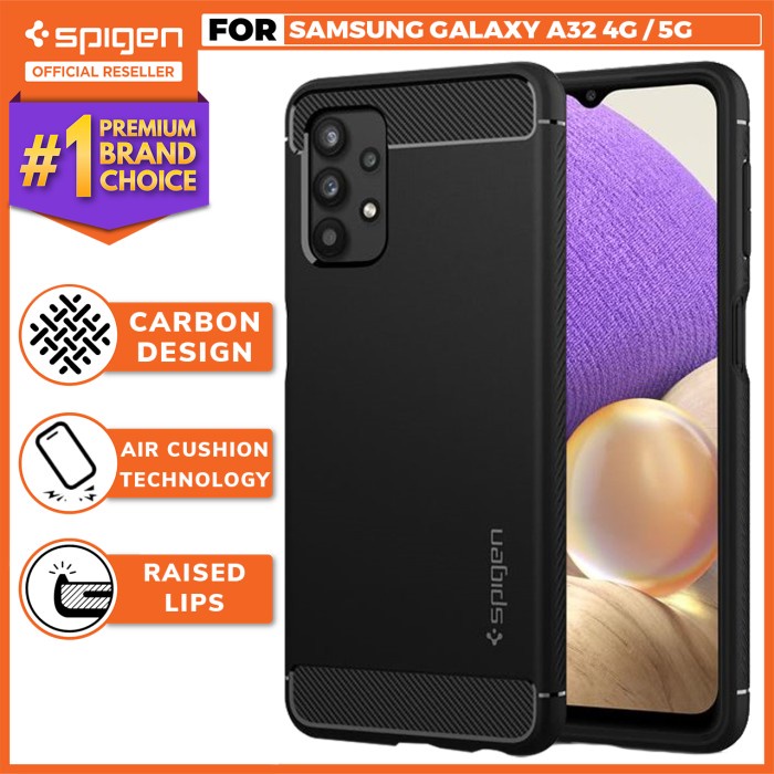 Original Case Samsung Galaxy A32 4G / 5G Spigen Rugged Armor Carbon Casing - A32 4G