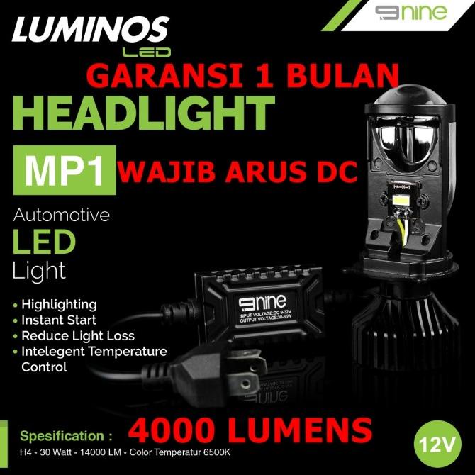 Lampu Led H4 Mini Projector Mp1 9Nine Luminos Original Super Terang Mo