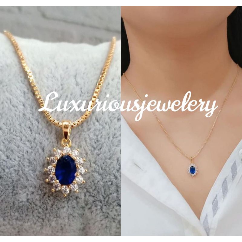 Kalung Blue Sapphire Replika Berlian Eropa